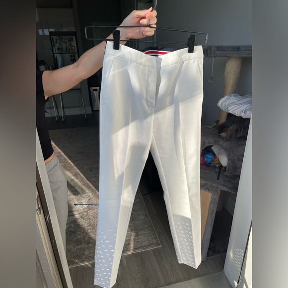 Basic Midrise White Work Pants with Stretch Band - Picture 5 of 6